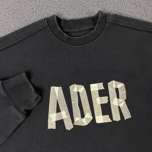 Ader Error Sweatshirt Mens Small, A1 Black Masking Tape Logo Fleece Crewneck